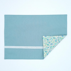 ハンドメイド　ランチョンマット　ストライプ　格子柄　ドット　40×60 水色 ハンドメイドランチョンマットストライプ格子柄ドット40×60 水色