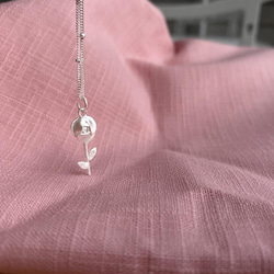 自然系列-玫瑰花 純銀項鍊 銀黏土 細鍊 鎖骨鍊 情人節禮物 第5張的照片