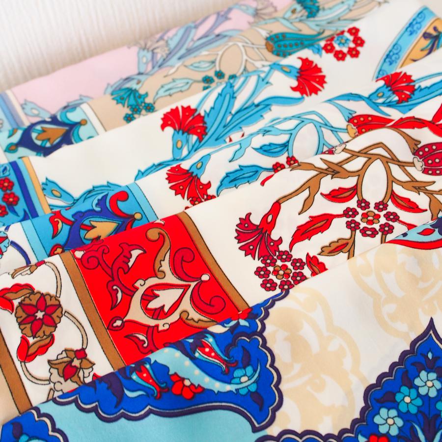 【オリエンタルな模様と神秘的なカラーが魅力】トルコ・オリエンタルショールスカーフ・マーベルBL