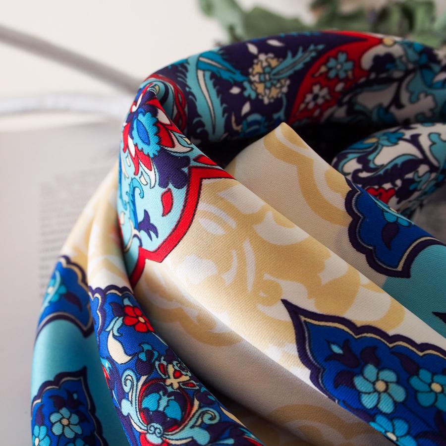 【オリエンタルな模様と神秘的なカラーが魅力】トルコ・オリエンタルショールスカーフ・マーベルBL