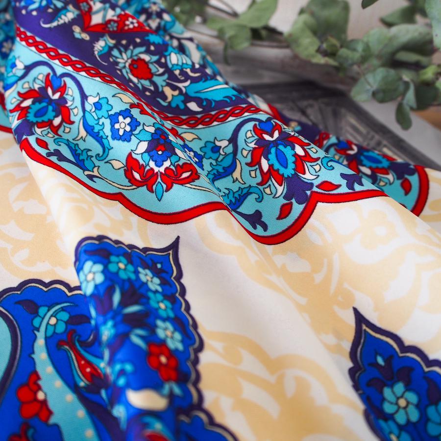 【オリエンタルな模様と神秘的なカラーが魅力】トルコ・オリエンタルショールスカーフ・マーベルBL