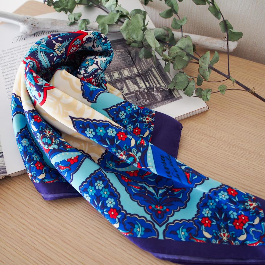 【オリエンタルな模様と神秘的なカラーが魅力】トルコ・オリエンタルショールスカーフ・マーベルBL