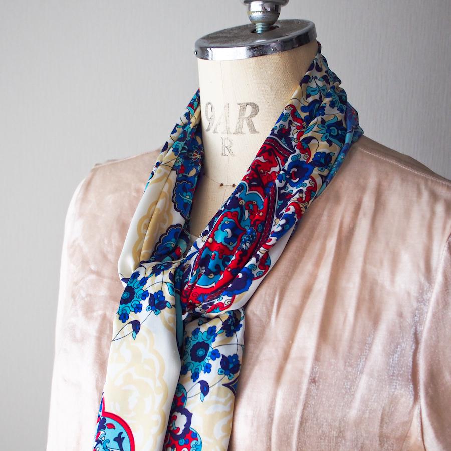 【オリエンタルな模様と神秘的なカラーが魅力】トルコ・オリエンタルショールスカーフ・マーベルBL