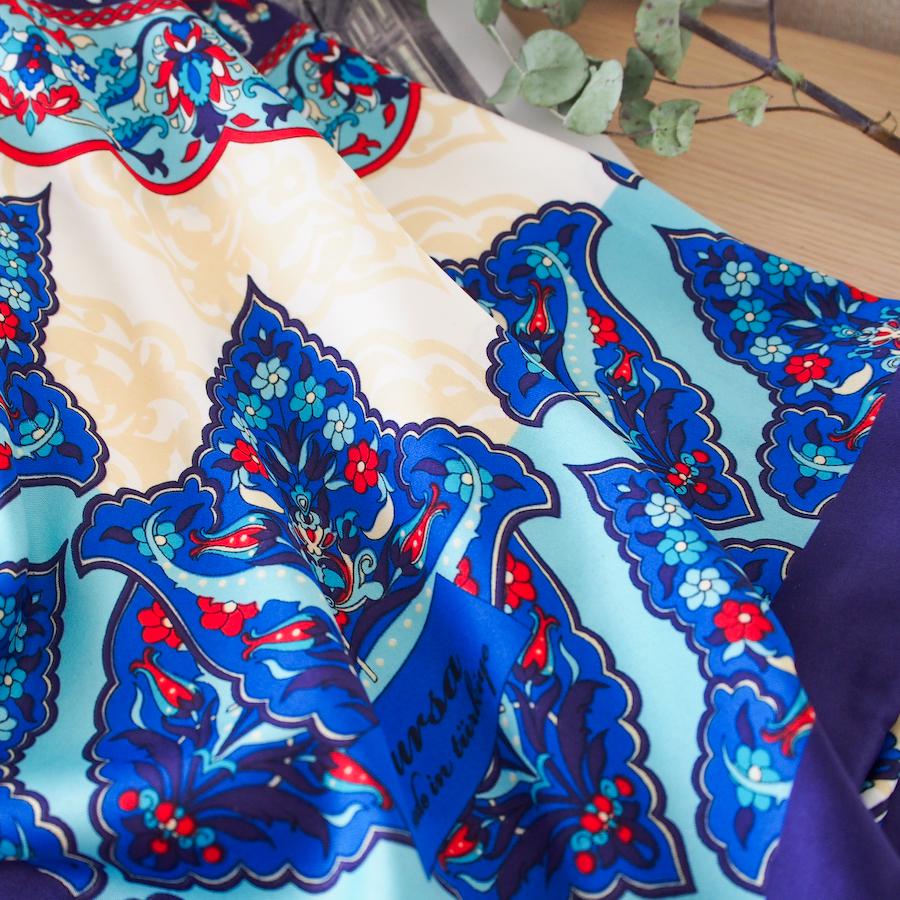 【オリエンタルな模様と神秘的なカラーが魅力】トルコ・オリエンタルショールスカーフ・マーベルBL