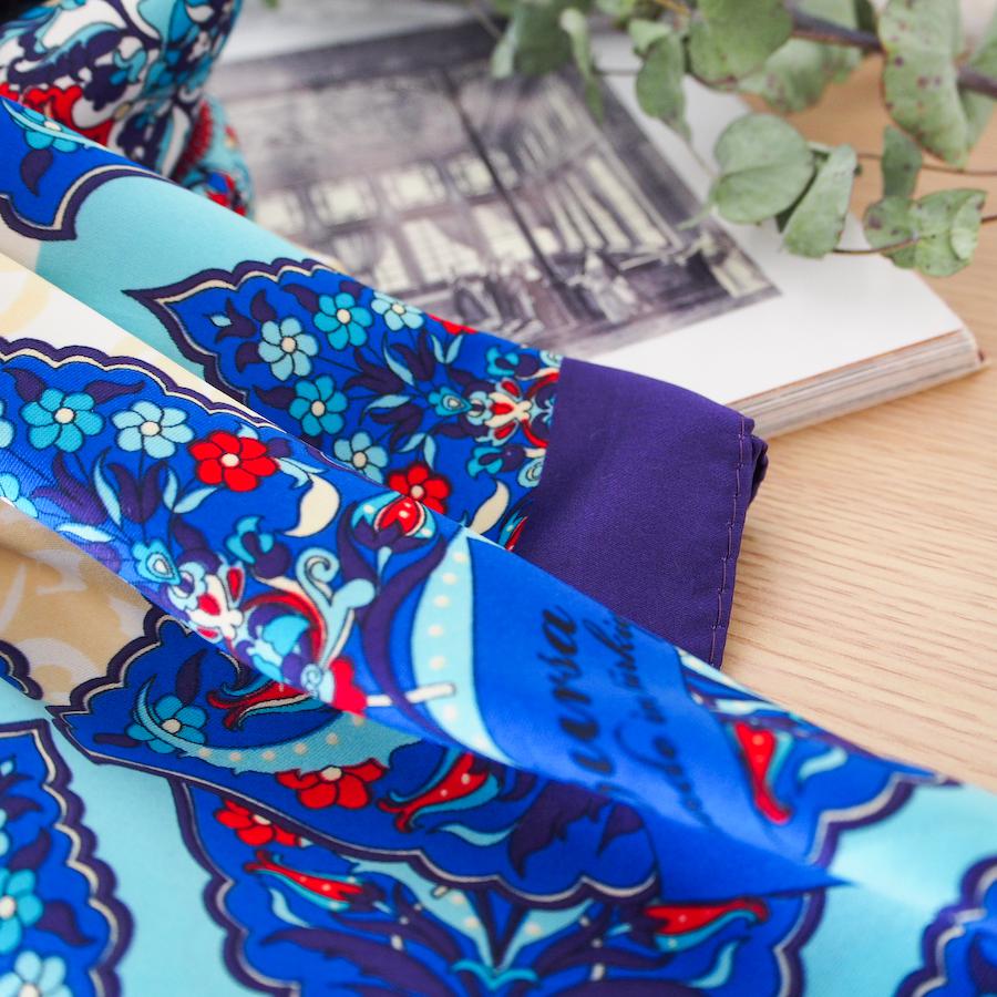 【オリエンタルな模様と神秘的なカラーが魅力】トルコ・オリエンタルショールスカーフ・マーベルBL