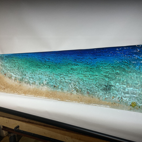 壁掛けアートパネル エメラルドブルーの海 ロングビーチ