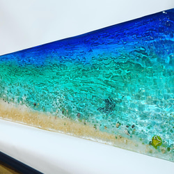 壁掛けアートパネル エメラルドブルーの海 ロングビーチ オーシャン mimamo90×25 1枚目の画像