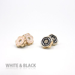 CZ ミニシャンクボタン 11mm【 Flower / Gold×White 】10個 5枚目の画像