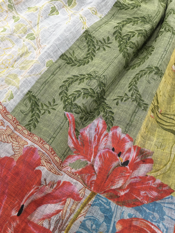 〈期間限定先行販売〉リネンプリントスカート　フレンチ風花柄プリント 3枚目の画像