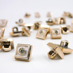 CZ ミニシャンクボタン 10mm【 Square / Gold×White 】10個 4枚目の画像