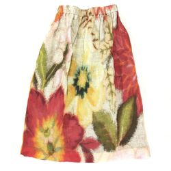 〈期間限定先行販売〉リネンプリントスカート　水彩花柄プリント 2枚目の画像