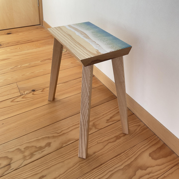 オーシャンスツール　ホワイトアッシュ　ブルー 