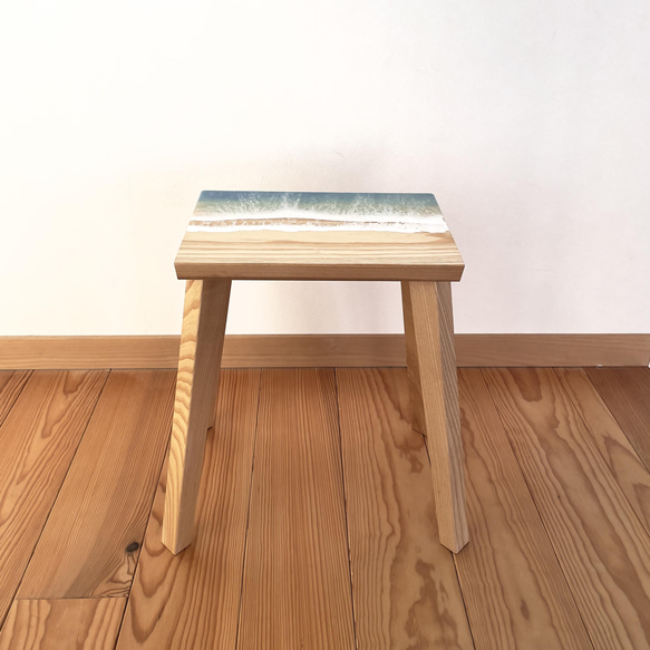 オーシャンスツール　ホワイトアッシュ　ブルー 