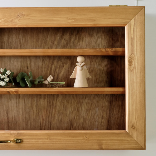 壁掛けアクリルディスプレイケース【パイン アンティーク 真鍮 カフェ