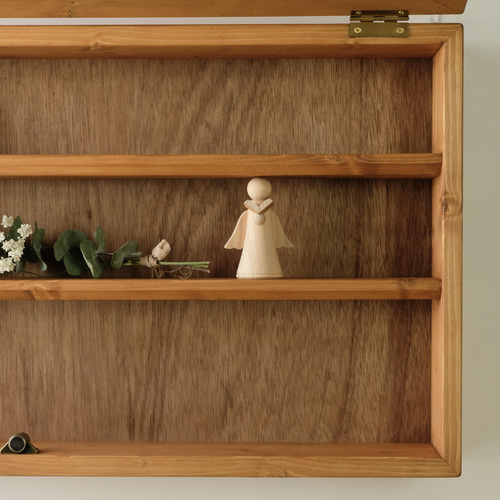 壁掛けアクリルディスプレイケース【パイン アンティーク 真鍮 カフェ