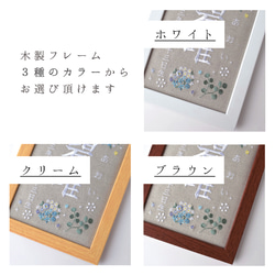 刺繍命名ボード《ボタニカル / 寒色》A5サイズ 命名書 名前旗 こどもの日 端午の節句 五月人形 7枚目の画像
