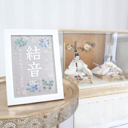 刺繍命名ボード《ボタニカル / 寒色》A5サイズ 命名書 名前旗 こどもの日 端午の節句 五月人形 4枚目の画像