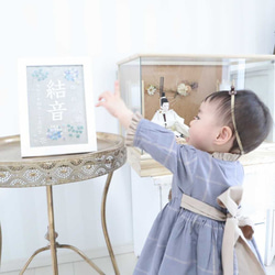 刺繍命名ボード《ボタニカル / 寒色》A5サイズ 命名書 名前旗 こどもの日 端午の節句 五月人形 12枚目の画像