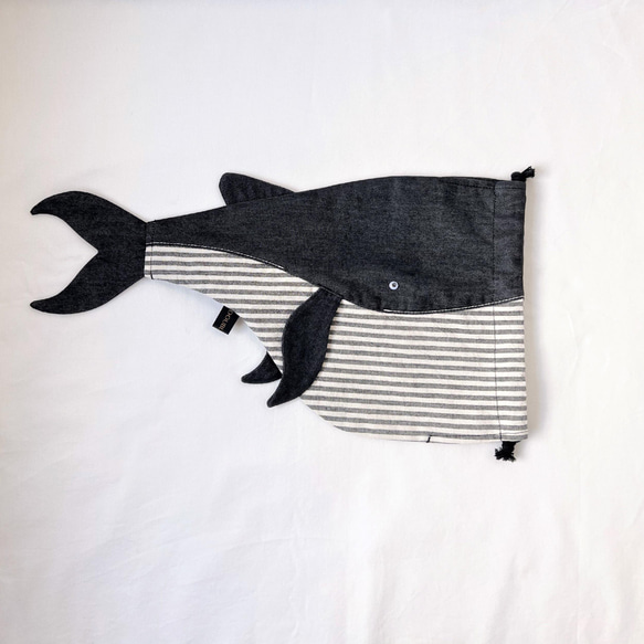 海の生き物たち　クジラのきんちゃく袋 4枚目の画像