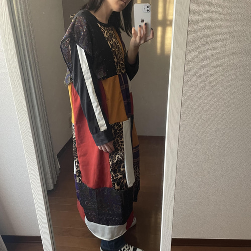 古着リメイクワンピース つぎはぎロングワンピース ワンピース 古着リメイクワンピース つぎはぎロングワンピース ワンピース