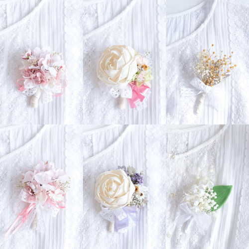 小花ブーケコサージュ」桜&かすみ草(Mサイズ)*プリザーブド 小花ブーケコサージュ」桜&かすみ草(Mサイズ)*プリザーブド
