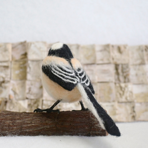 受注後制作】羊毛フェルト 野鳥 小鳥 卓上マスコット エナガ 羊毛
