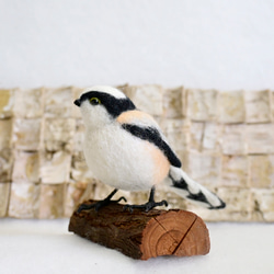 受注後制作】羊毛フェルト 野鳥 小鳥 卓上マスコット エナガ 羊毛