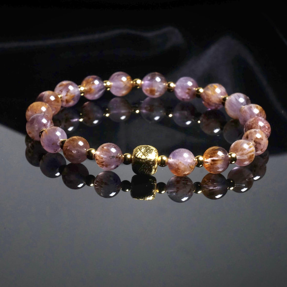 ティアンティパープルチタンクリスタル14Kゴールドブレスレット