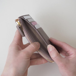 ミニ財布　コンパクト財布　フラグメントケース　グリーン　スモーキーカラー　本革　レザー　01304 5枚目の画像