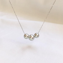 プラチナ素材＞ 7mmてりの美しいパール あこや真珠 スルーネックレス