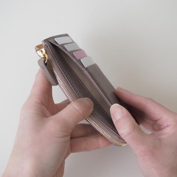 ミニ財布　コンパクト財布　フラグメントケース　スモーキーカラー　本革　レザー　01304 5枚目の画像