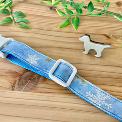 犬　首輪　雪の結晶　アイスブルー×スカイブルー　小型犬 4枚目の画像