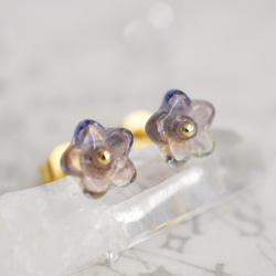 硝子のお花 -amethyst & rose &  peridot- ピアス/ノンホールピアス 3枚目の画像