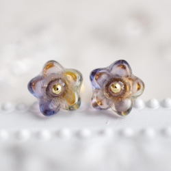 硝子のお花 -amethyst & rose &  peridot- ピアス/ノンホールピアス 1枚目の画像