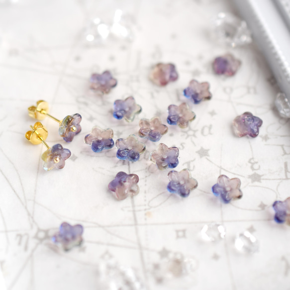 硝子のお花 -amethyst & rose &  peridot- ピアス/ノンホールピアス 5枚目の画像