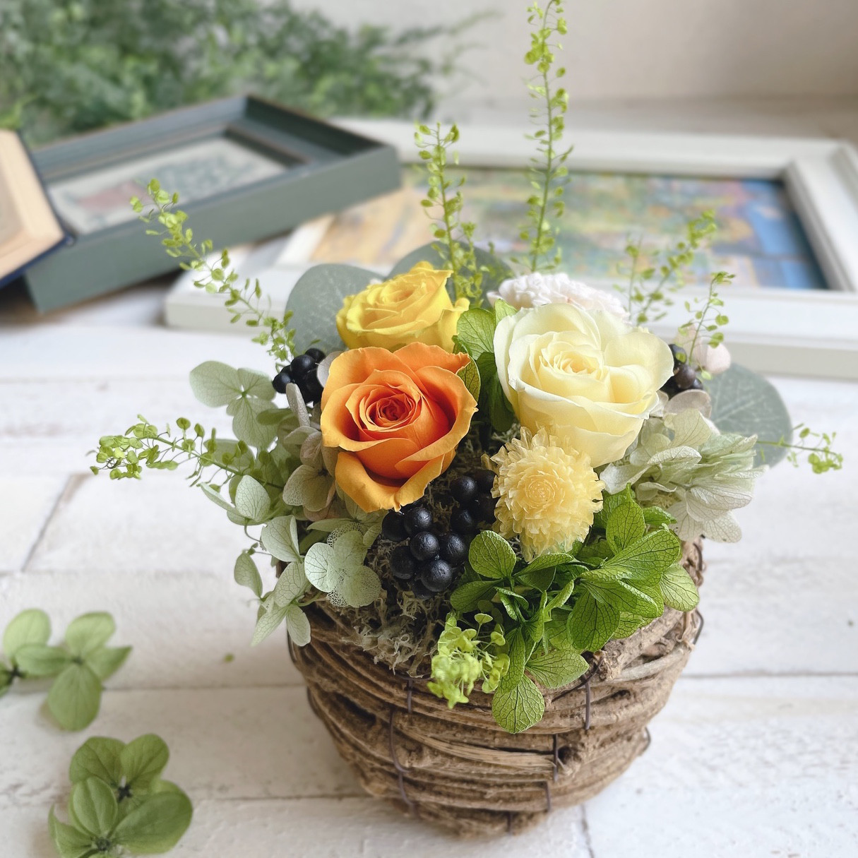 ＊herb selenee様ご確認用＊プリザーブドフラワー 花摘みアレンジメント＊幸せオレンジ＊プリザーブドフラワー