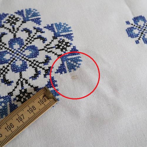 ドイツの手仕事/フォークロアな青x黒のクロスステッチ 手刺繍 生地