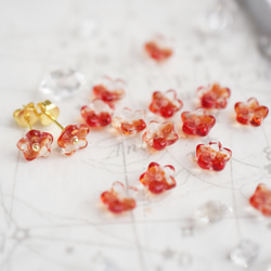 硝子のお花 -carnelian & crystal - ピアス/ノンホールピアス 3枚目の画像