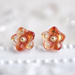 硝子のお花 -carnelian & crystal - ピアス/ノンホールピアス 2枚目の画像