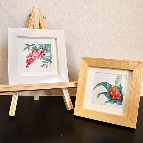 木版画 万年青 南天 セット 額付き その他インテリア雑貨 かさね 通販