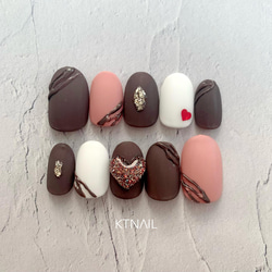 バレンタインネイル/チョコネイル/マットネイル/ブラウンネイル
