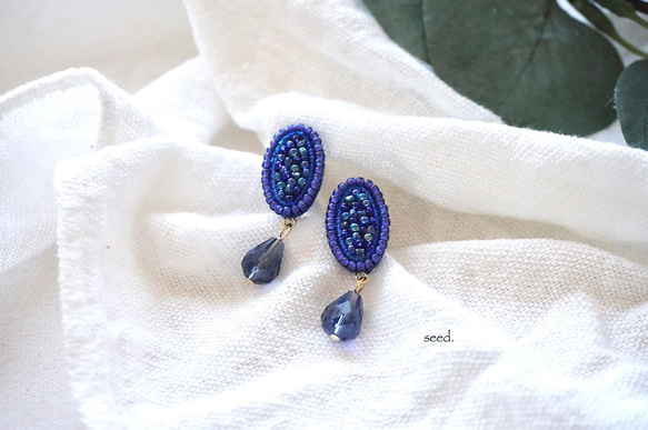 フレンチロップ　ショウガラゴ　コモンマーモセット　ビーズ刺繍　ハンドメイドピアス フレンチロップ ショウガラゴ コモンマーモセット ビーズ刺繍
