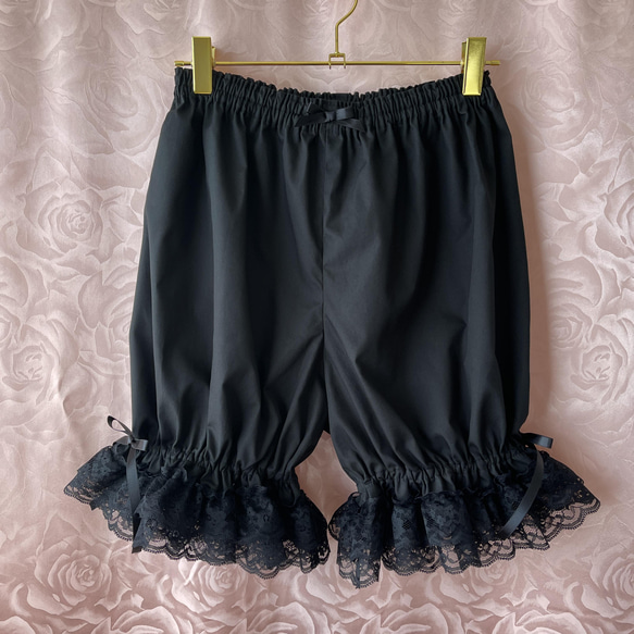受注ラッセルレースドロワーズ 黒 ショートパンツ Amulier 通販