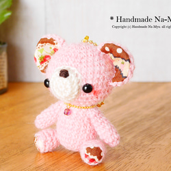 ★即日発送★fabric&wool★クマちゃん（桜）／約8cm 3枚目の画像