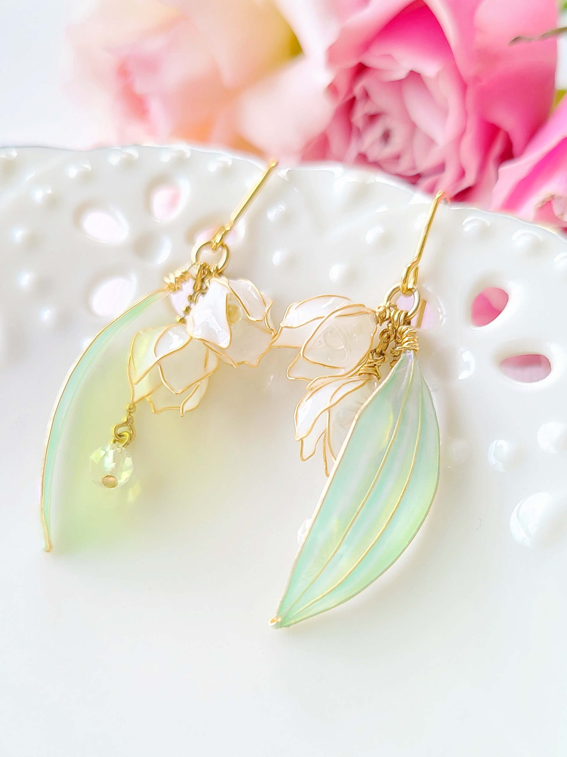 天然石入りアクセサリー♡ レジン チェーン 花柄 お守り（ギャラリー 