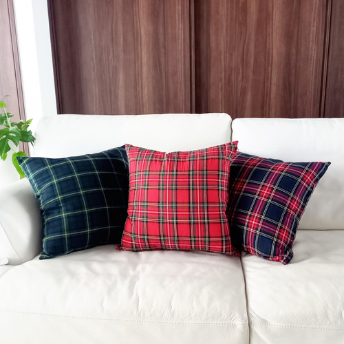 クッションカバー】45×45㎝ コットン×リネン*タータンチェック*播州織