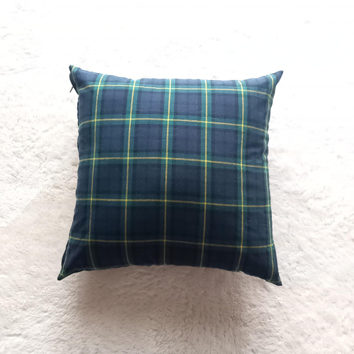 クッションカバー】45×45㎝ コットン×リネン*タータンチェック*播州織