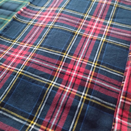 クッションカバー】45×45㎝ コットン×リネン*タータンチェック*播州織