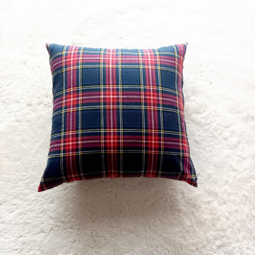 クッションカバー】45×45㎝ コットン×リネン*タータンチェック*播州織