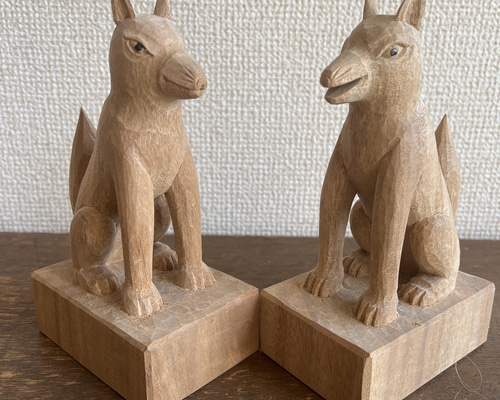 陶器 お稲荷様の彫刻 約15cm km-072-0-5.jpg